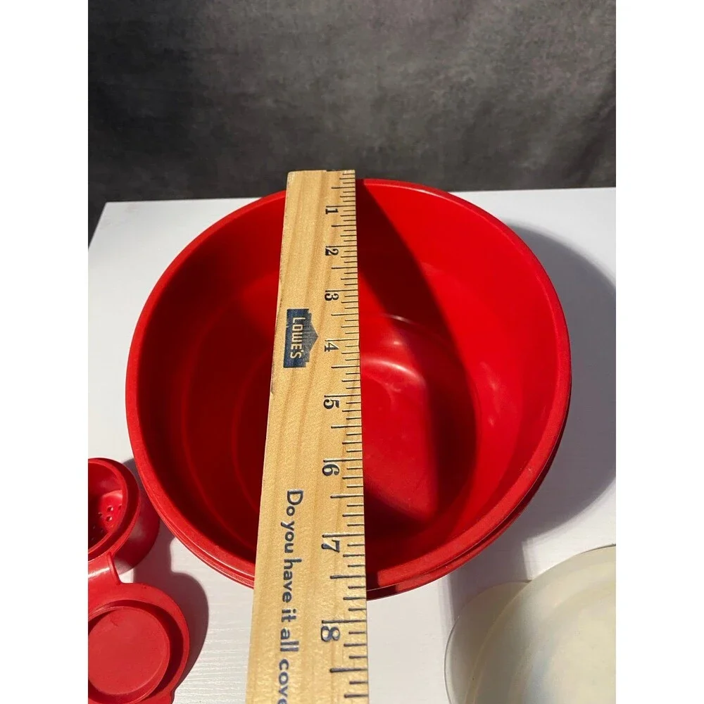 Pampered Chef Red Silicone Microwave Popcorn Maker Bowl #1457